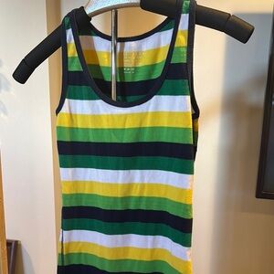 Faded Glory Striped Tank Top - Green, Yellow, Black, White